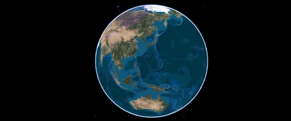 Animation showing trajectory of satellites orbiting the Earth