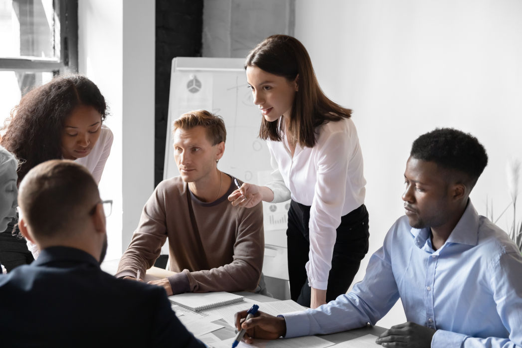 People working in a conference room