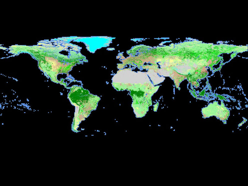 Color-coded map of the Earth