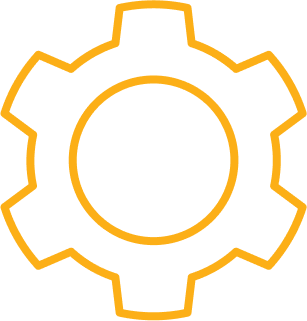 Gear icon, representing efficient and adaptable integration.